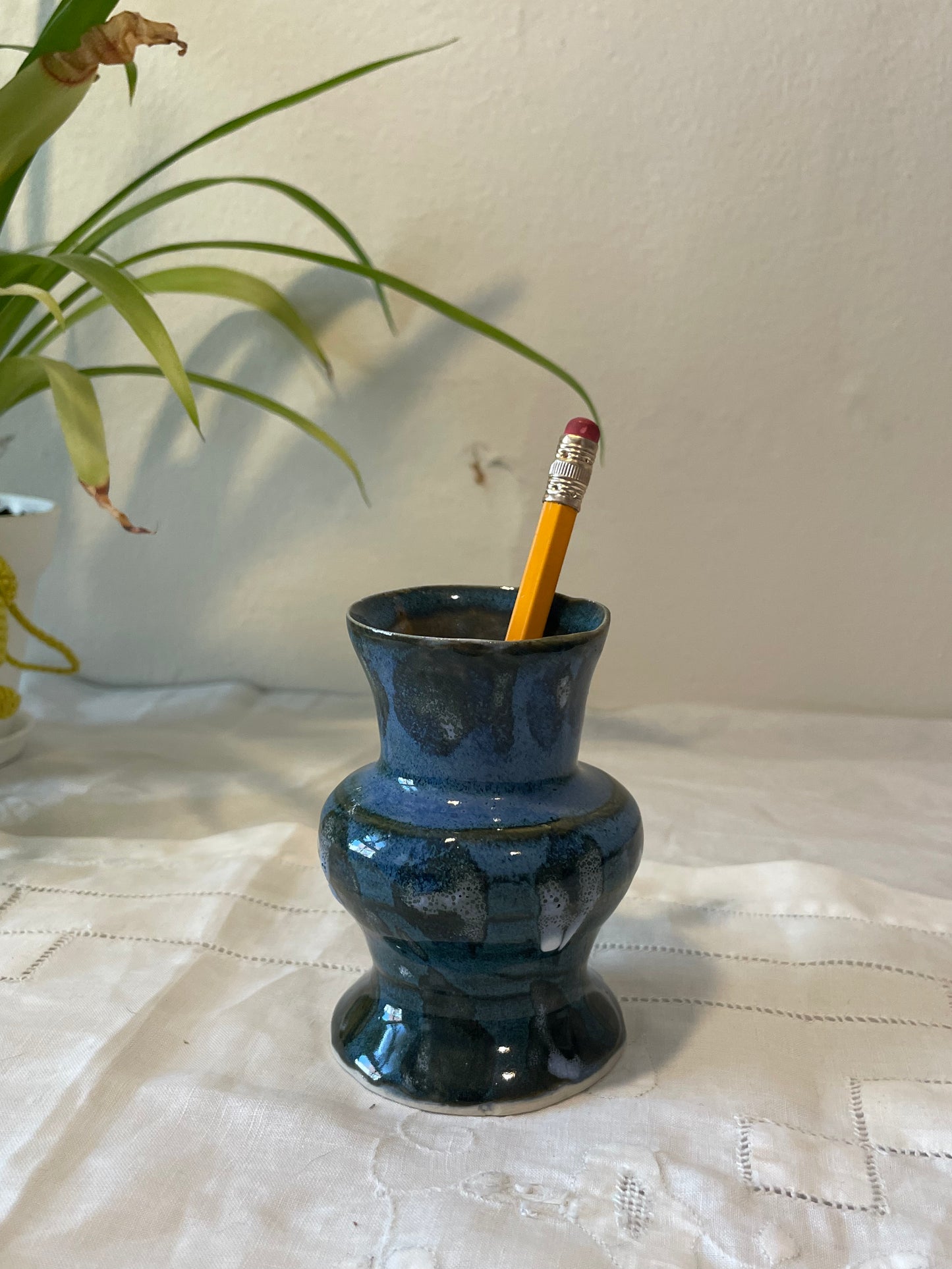 Tiny Blue Pencil Vase