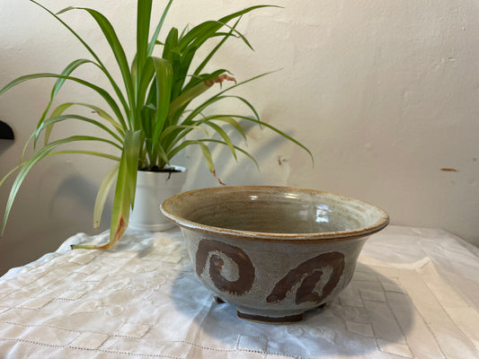 Brown and White Spiral Bowl