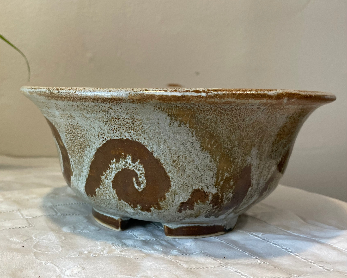 Brown and White Spiral Bowl