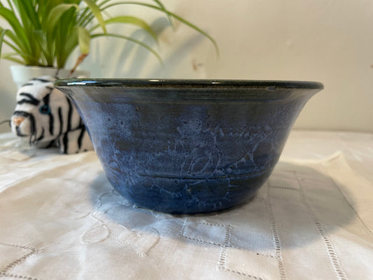 Blue Carved Flower Bowl