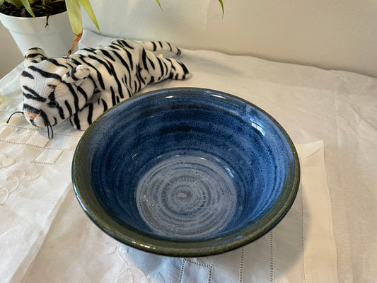 Blue Carved Flower Bowl