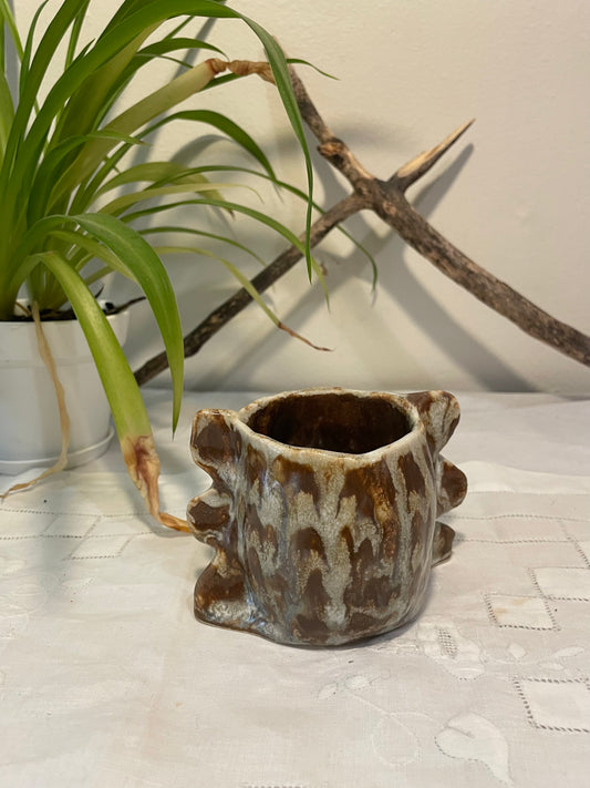Brown & White Checkered Ear Cup