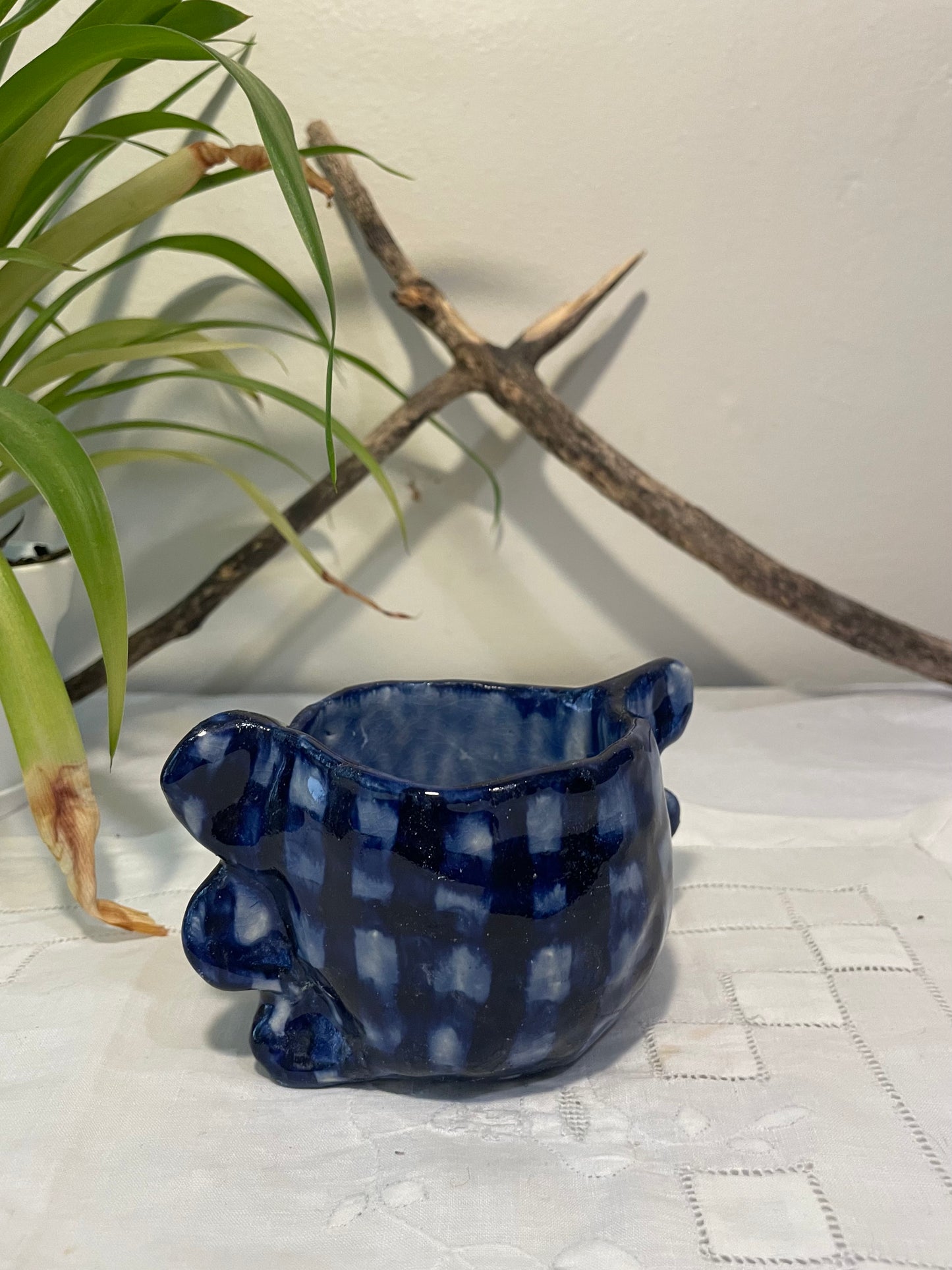 Sapphire Checkered Ear Cup