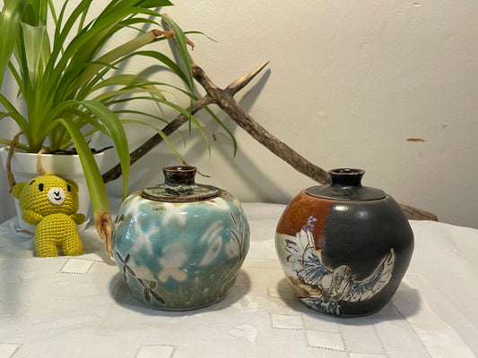 Pair of Patterned Jars