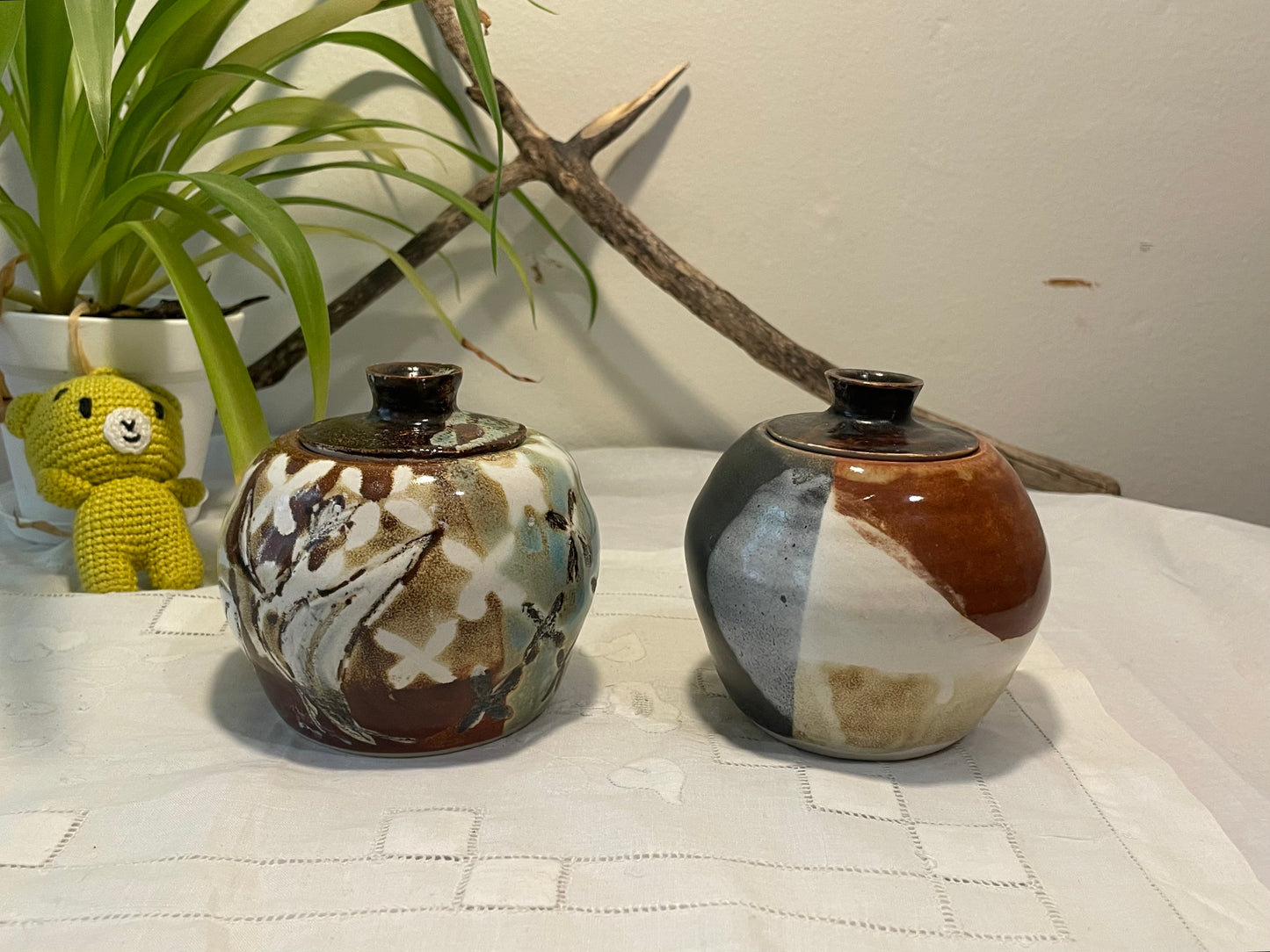 Pair of Patterned Jars